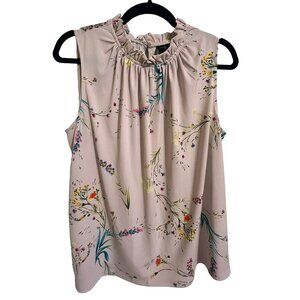 Worthington Floral Ruffle Collar Sleeveless Top